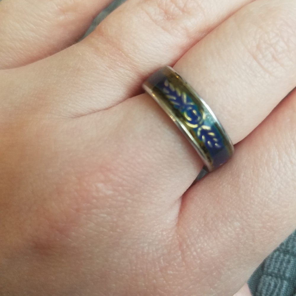 Silver Tone Floral Mood Ring - Size 6
